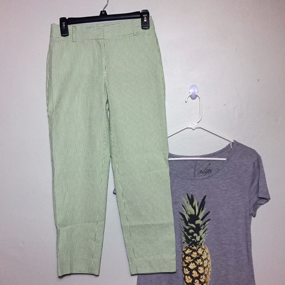 Talbots Pants - NEW Talbots Green White Seersucker Ankle Pants 2